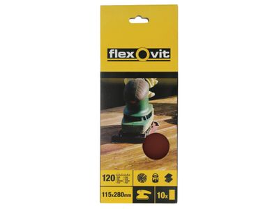 Flexovit FLV26328 1/2 Sanding Sheets Orbital Plain Fine 120 Grit (Pack 10)