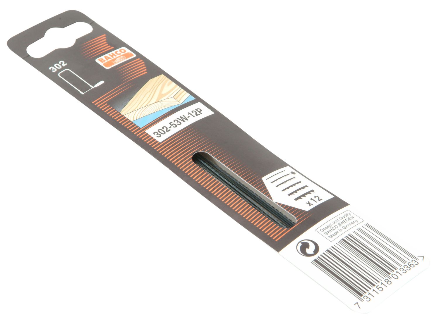 Bahco BAH30253W 302-53W-12P Fret Saw Blades for Wood 130mm (5in) (Pack of 12)