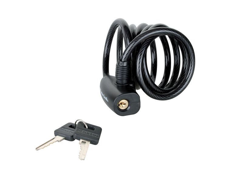 Master Lock MLK8126E Black Self Coiling Keyed Cable 1.8m x 8mm