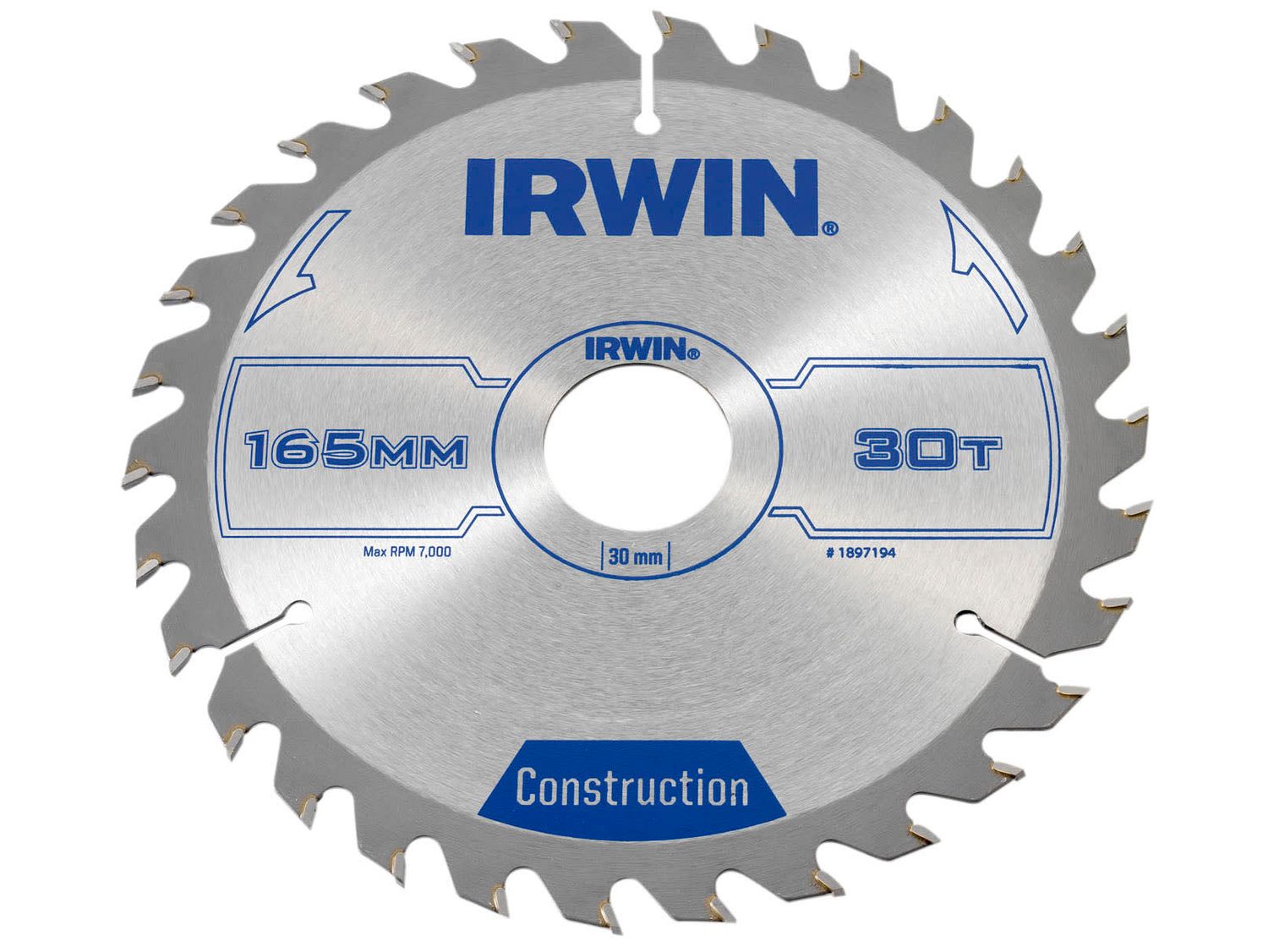 IRWIN IRW1897194 Construction Circular Saw Blade 165 x 30mm x 30T ATB