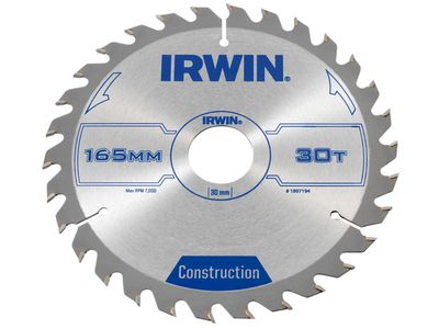 IRWIN IRW1897194 Construction Circular Saw Blade 165 x 30mm x 30T ATB