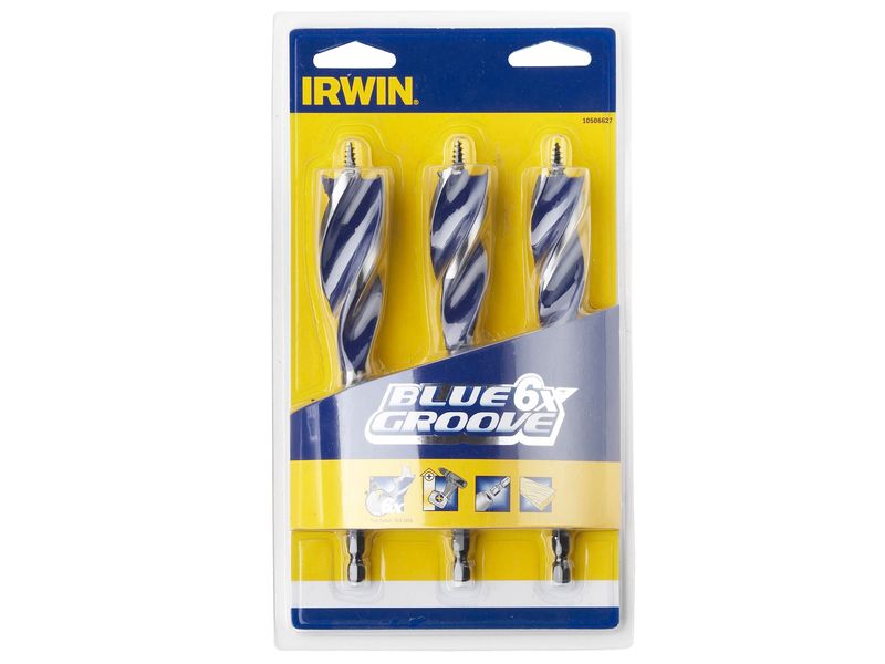 IRWIN IRW10506627 Blue Groove 6X Wood Drill Bit Set, 3 Piece