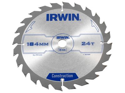 IRWIN IRW1907699 Construction Circular Saw Blade 184 x 16mm x 24T ATB