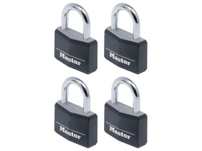 Master Lock MLK9140QBLK Aluminium Black Vinyl Cover 40mm Padlock 4-Pin - Keyed Alike x 4