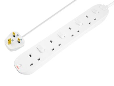 Masterplug MSTSWC4210 Extension Lead 240V 4-Gang 13A White Switched 2m