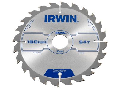 IRWIN IRW1897195 Construction Circular Saw Blade 180 x 30mm x 24T ATB