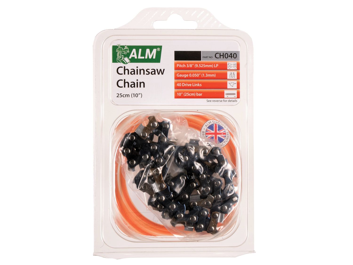ALM Manufacturing ALMCH040 CH040 Chainsaw Chain 3/8in x 40 links 1.3mm - Fits 25cm Bars