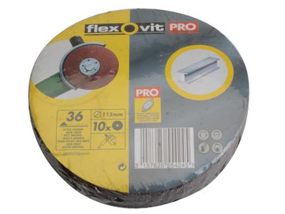 Flexovit FLV27550 Aluminium Oxide Fibre Disc 115mm Extra Coarse 36G (Pack 10)