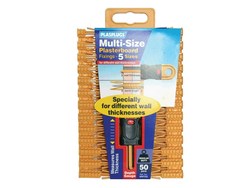 Plasplugs PLAMNF555 Multi-Size Plasterboard Fixings (50)