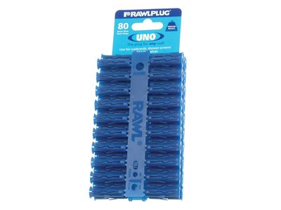 Rawlplug RAW68595 Blue UNO Plugs 8 x 32mm (Card 80)