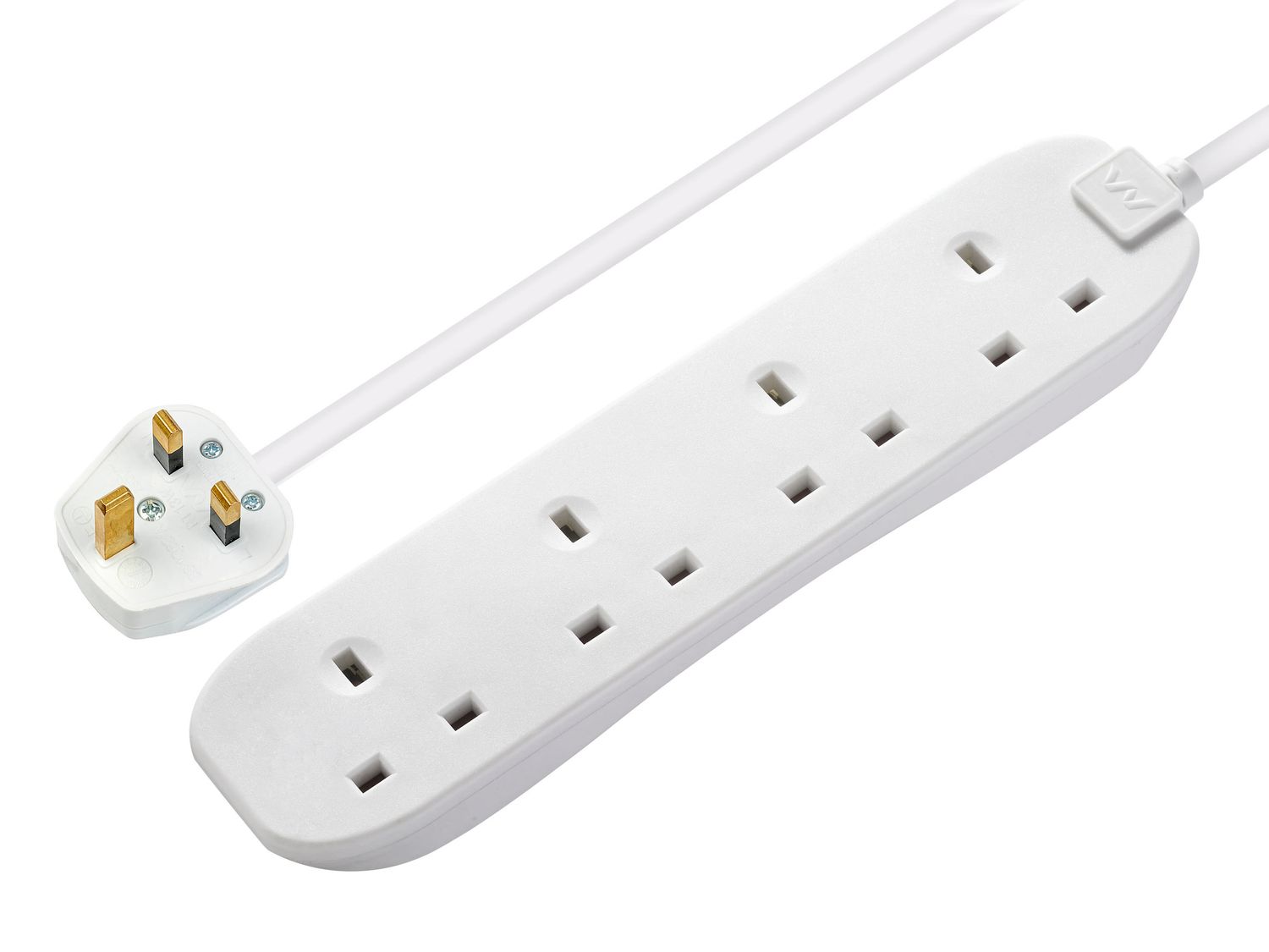 Masterplug MSTBFG5 Extension Lead 240V 4-Gang 13A White 5m