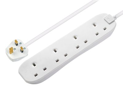 Masterplug MSTBFG5 Extension Lead 240V 4-Gang 13A White 5m