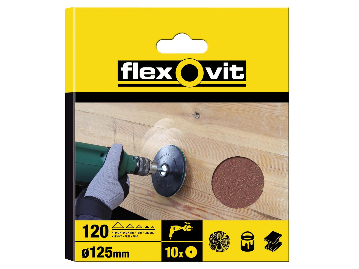 Flexovit FLV26377 Drill Mountable Disc 125mm Coarse 50G (Pack 10)