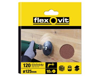 Flexovit FLV26377 Drill Mountable Disc 125mm Coarse 50G (Pack 10)