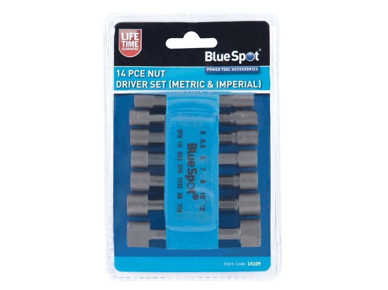 BlueSpot Tools B/S14109 Metric &amp; Imperial Nut Driver Set, 14 Piece