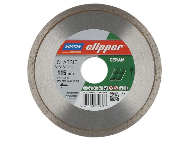 Norton Clipper CLI626825 Classic Ceramic Diamond Blade 115 x 22.23mm