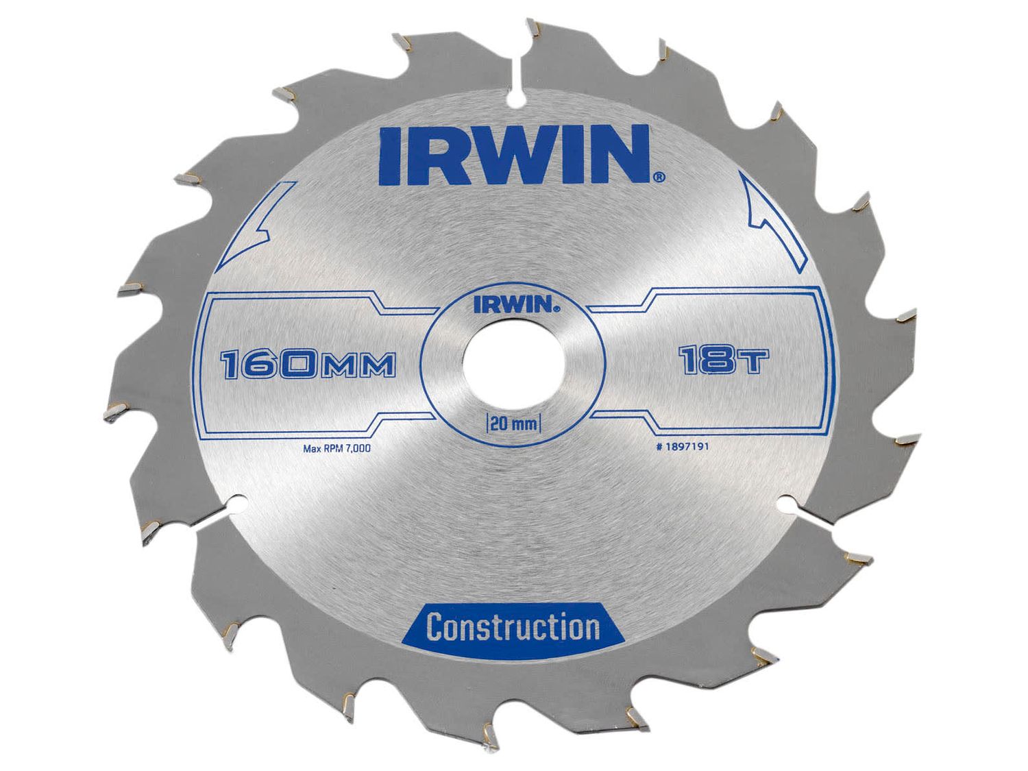IRWIN IRW1897191 Construction Circular Saw Blade 160 x 20mm x 18T ATB