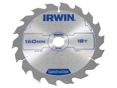 IRWIN IRW1897191 Construction Circular Saw Blade 160 x 20mm x 18T ATB
