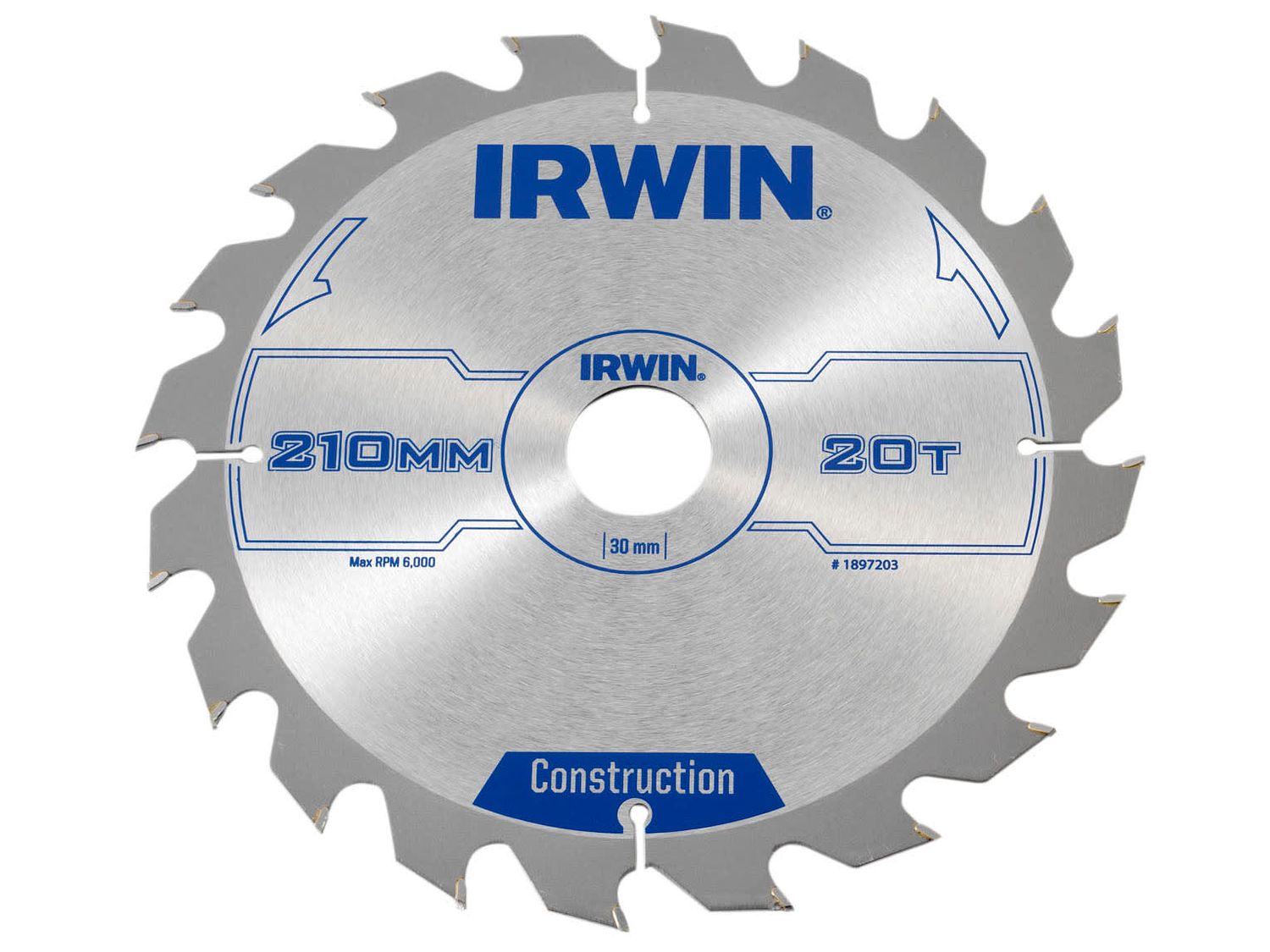 IRWIN IRW1897203 Construction Circular Saw Blade 210 x 30mm x 20T ATB