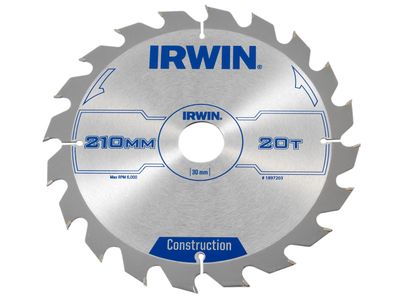 IRWIN IRW1897203 Construction Circular Saw Blade 210 x 30mm x 20T ATB
