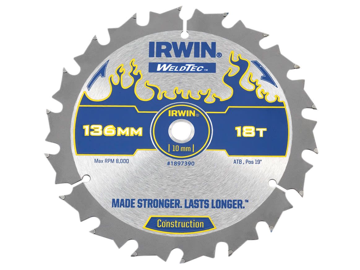 IRWIN IRW1897390 Weldtec Cordless Circular Saw Blade 136 x 10mm x 18T ATB