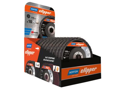 Norton Clipper CLI749351 115mm Rapid Strip Metal Disc Counter Display of 10