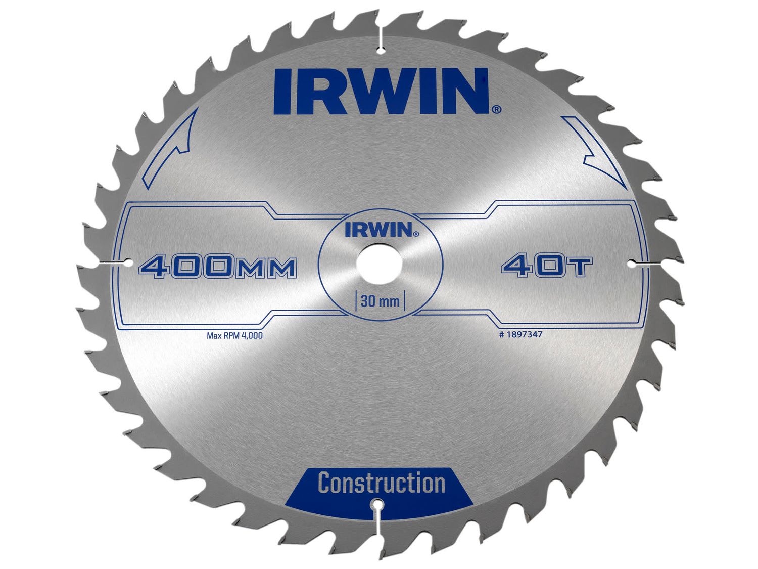 IRWIN IRW1897347 General Purpose Table &amp; Mitre Saw Blade 400 x 30mm x 40T ATB