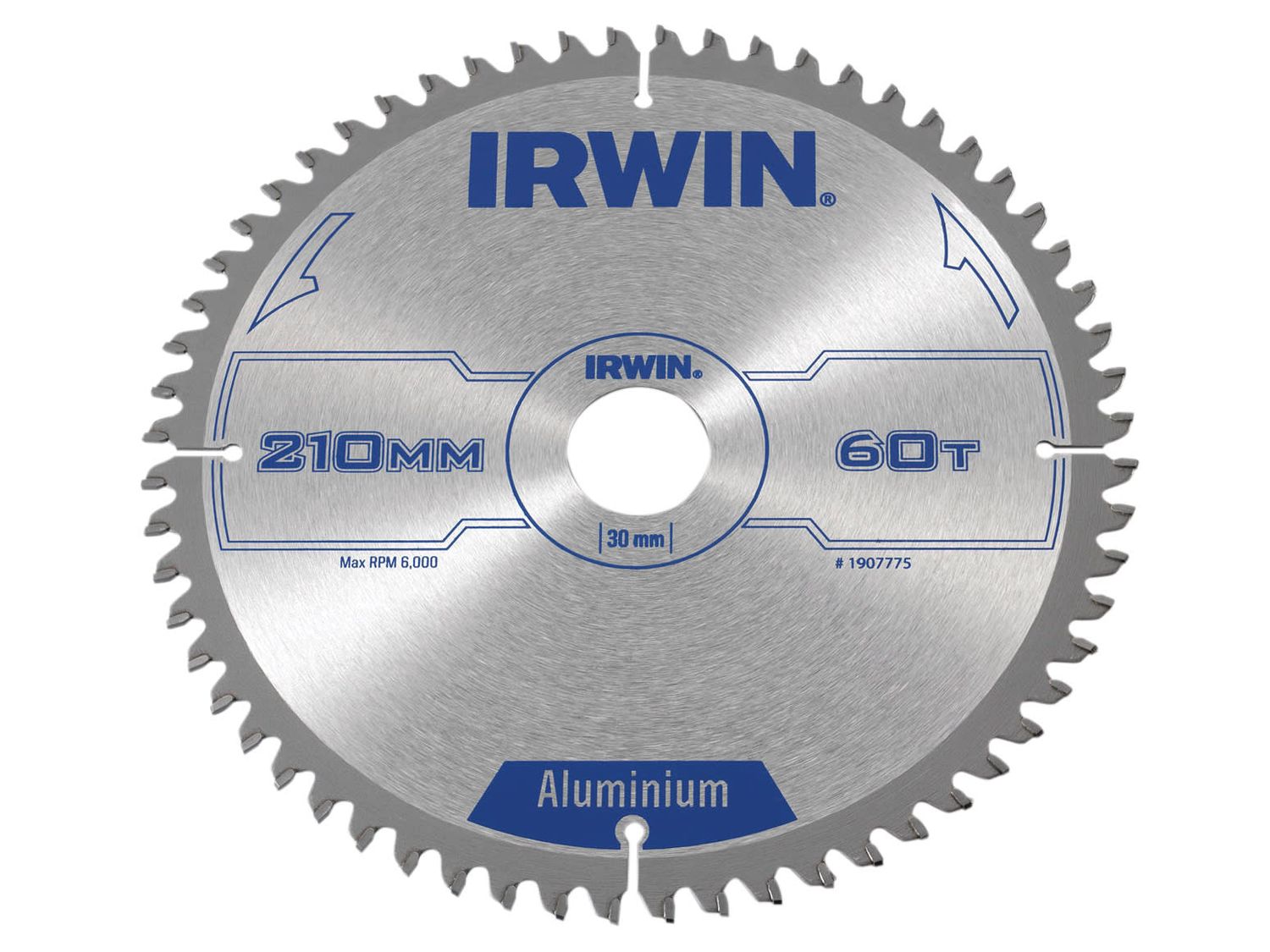 IRWIN IRW1907775 Professional Aluminium Circular Saw Blade 210 x 30mm x 60T TCG