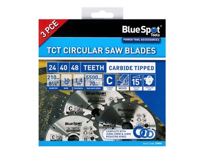 BlueSpot Tools B/S19404 210mm Circular Saw Blade Set, 3 Piece