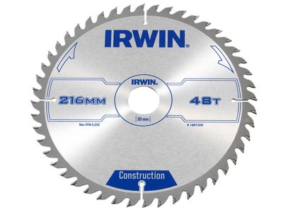 IRWIN IRW1897209 General Purpose Table &amp; Mitre Saw Blade 216 x 30mm x 48T ATB