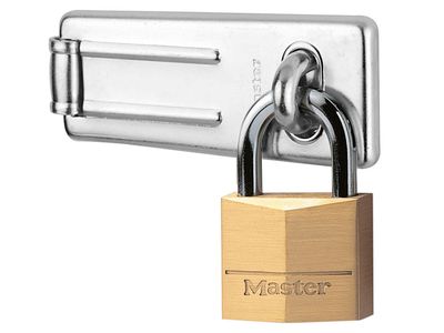 Master Lock MLK140703 Hasp 89mm + Solid Brass Padlock 40mm