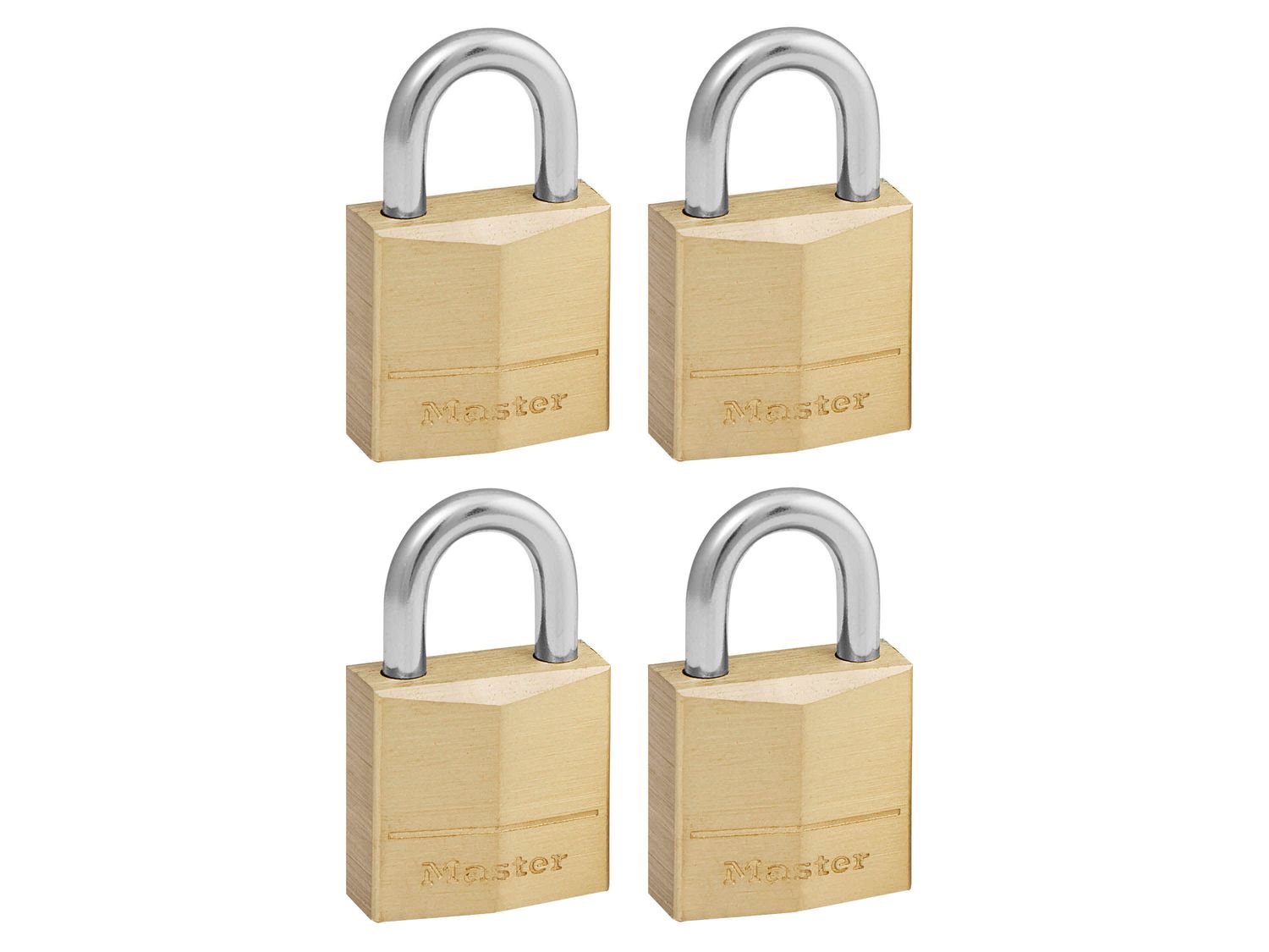 Master Lock MLK120Q Solid Brass 20mm Padlock 3-Pin - Keyed Alike x 4