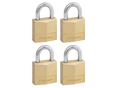 Master Lock MLK120Q Solid Brass 20mm Padlock 3-Pin - Keyed Alike x 4
