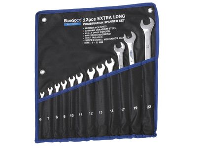 BlueSpot Tools B/S04124 Extra Long Combination Spanner Set, 12 Piece