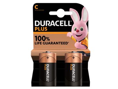 Duracell DURC100PP2 C Cell Plus Power +100% Batteries (Pack 2)