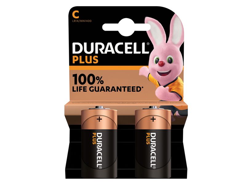 Duracell DURC100PP2 C Cell Plus Power +100% Batteries (Pack 2)