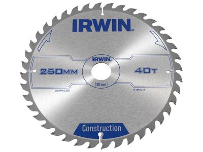 IRWIN IRW1897211 General Purpose Table &amp; Mitre Saw Blade 250 x 30mm x 40T ATB