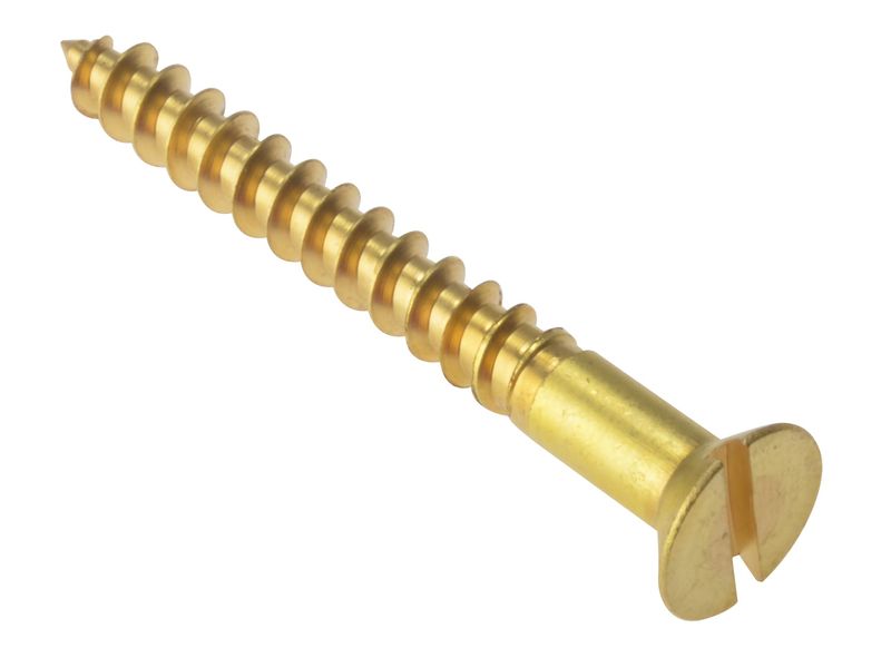 ForgeFix FORCSK13410B Wood Screw Slotted CSK Solid Brass 1.3/4in x 10 Box 200
