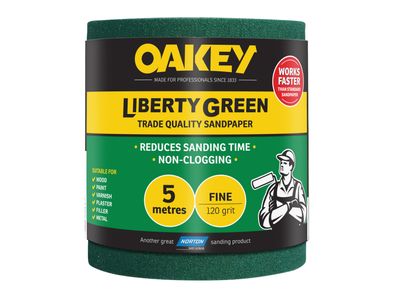Oakey OAK63844 Liberty Green Sanding Roll 115mm x 5m Fine 120G