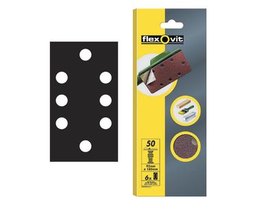 Flexovit FLV26344 1/3 Sanding Sheets Quick-Release Medium 80 Grit (Pack 6)