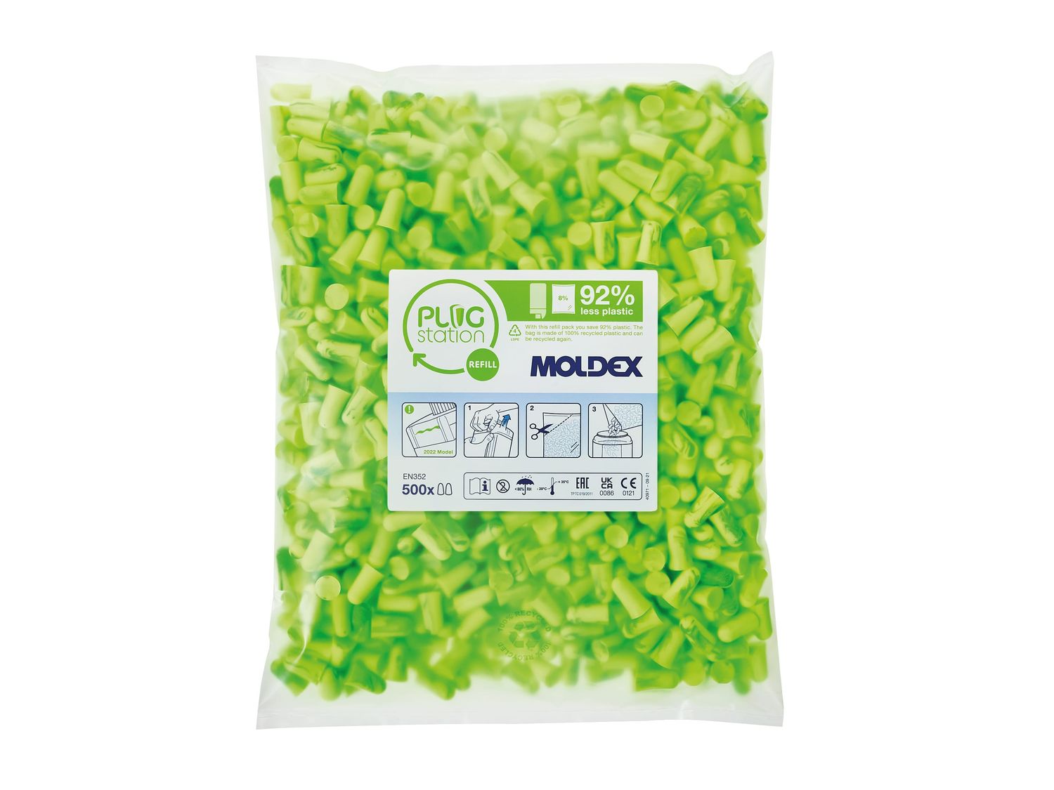 Moldex MOL776001 Pura-Fit PlugStation 500 Refill SNR 36 dB (500 Pairs)