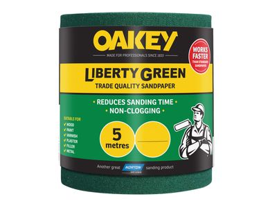 Oakey OAK63918 Liberty Green Sanding Roll 115mm x 5m Medium 80G
