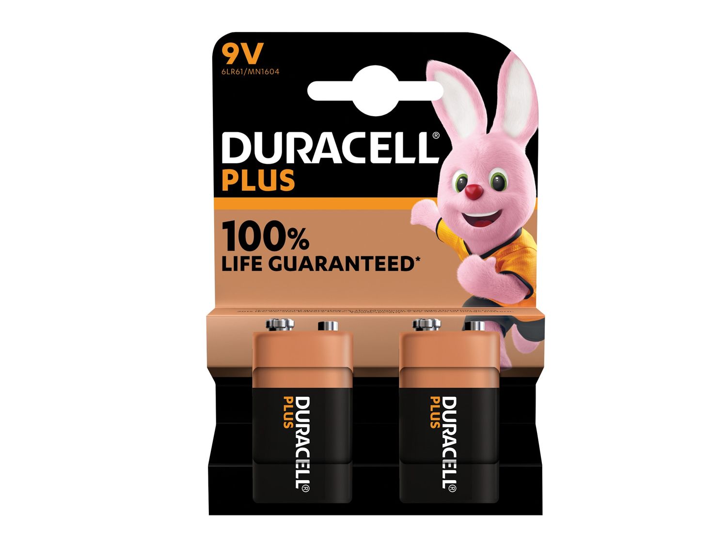 Duracell DUR9V100PP2 9V Plus Power +100% Batteries (Pack 2)