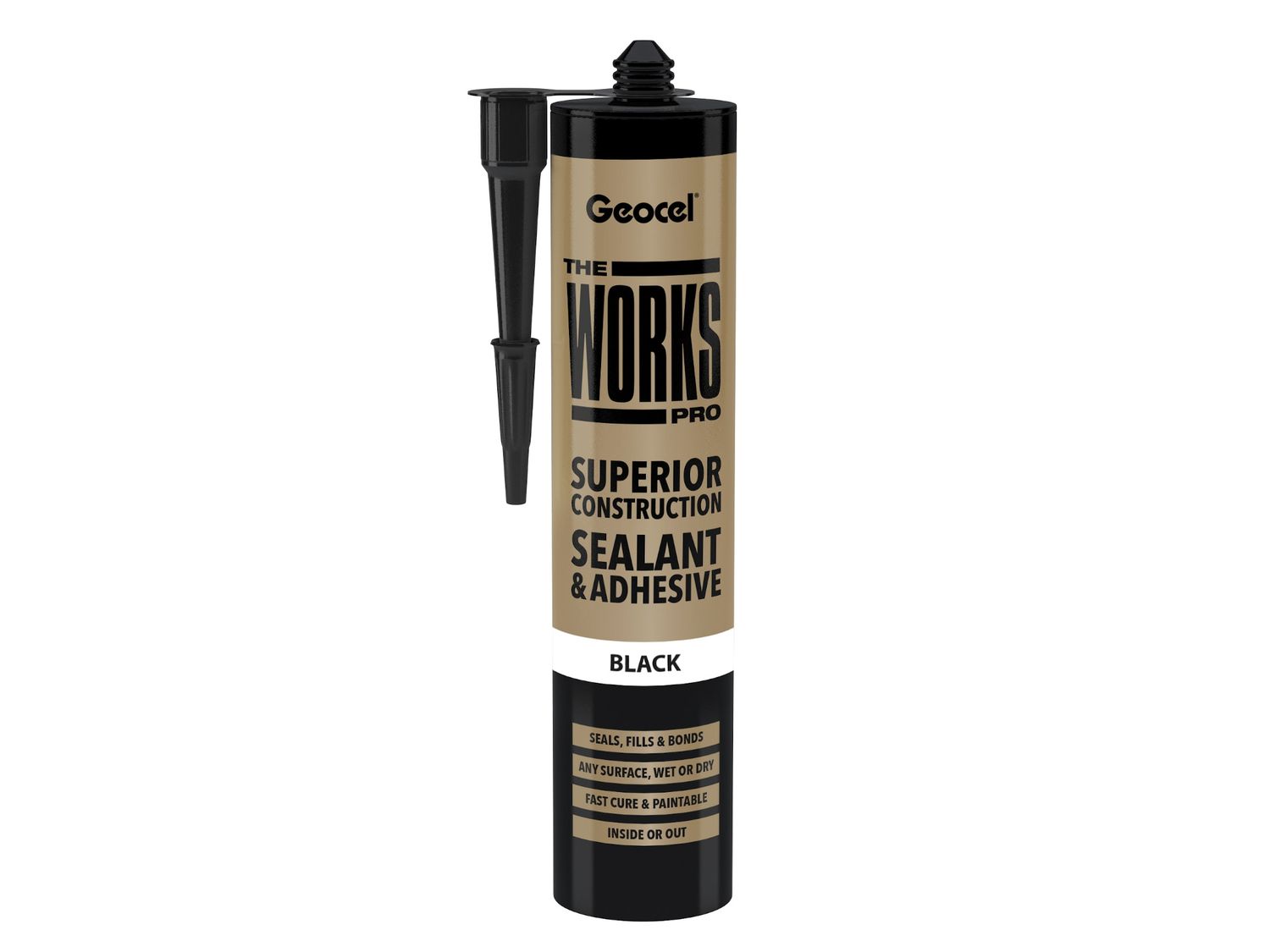 Geocel GEO6001242 THE WORKS PRO Sealant &amp; Adhesive Black 290ml