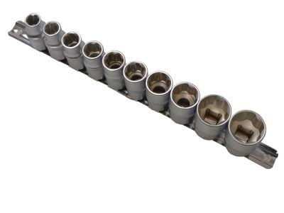 BlueSpot Tools B/S01526 1/2in Drive Socket Set on Rail, 10 Piece