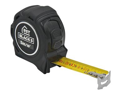 R.S.T. RSTRSTBLACK5 Black Tape Measure 5m/16ft (Width 25mm)