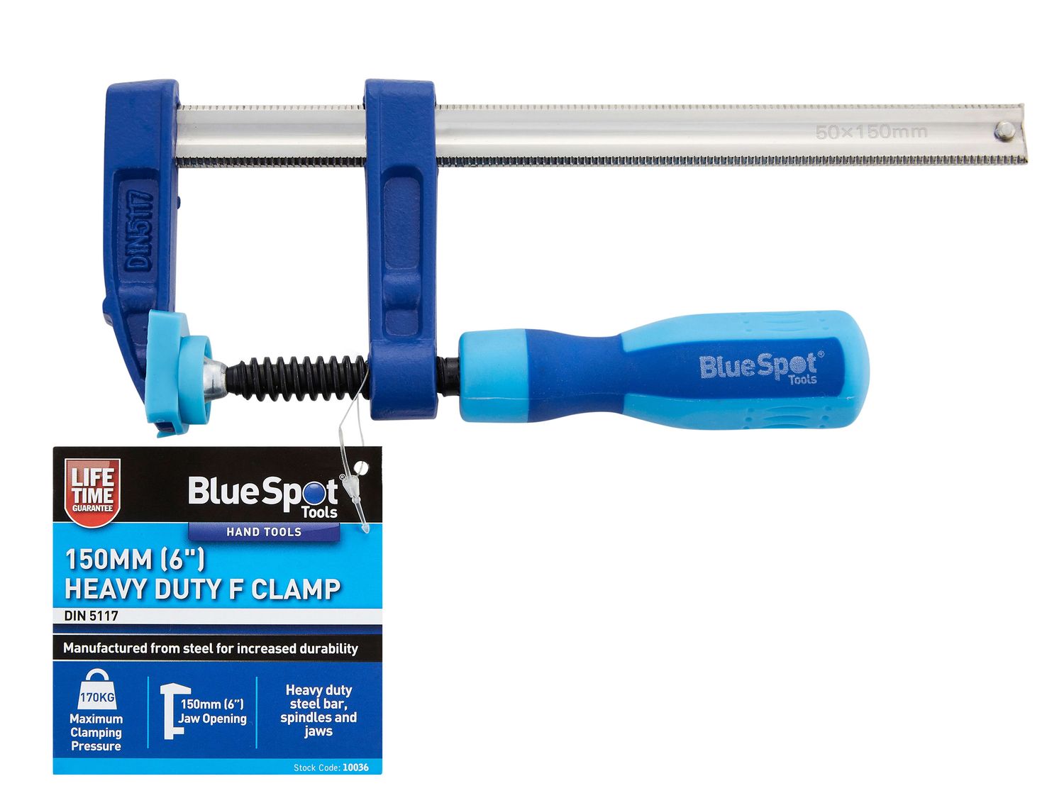 BlueSpot Tools B/S10036 Heavy-Duty F-Clamp 50 x 150mm
