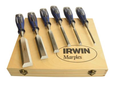 IRWIN Marples MAR750S6 M750 Splitproof Pro Bevel Edge Chisel Set, 6 Piece