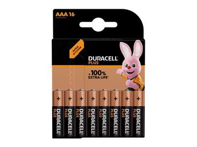 Duracell DURAAA100P16 AAA Cell +100% Plus Power Batteries (Pack 16)