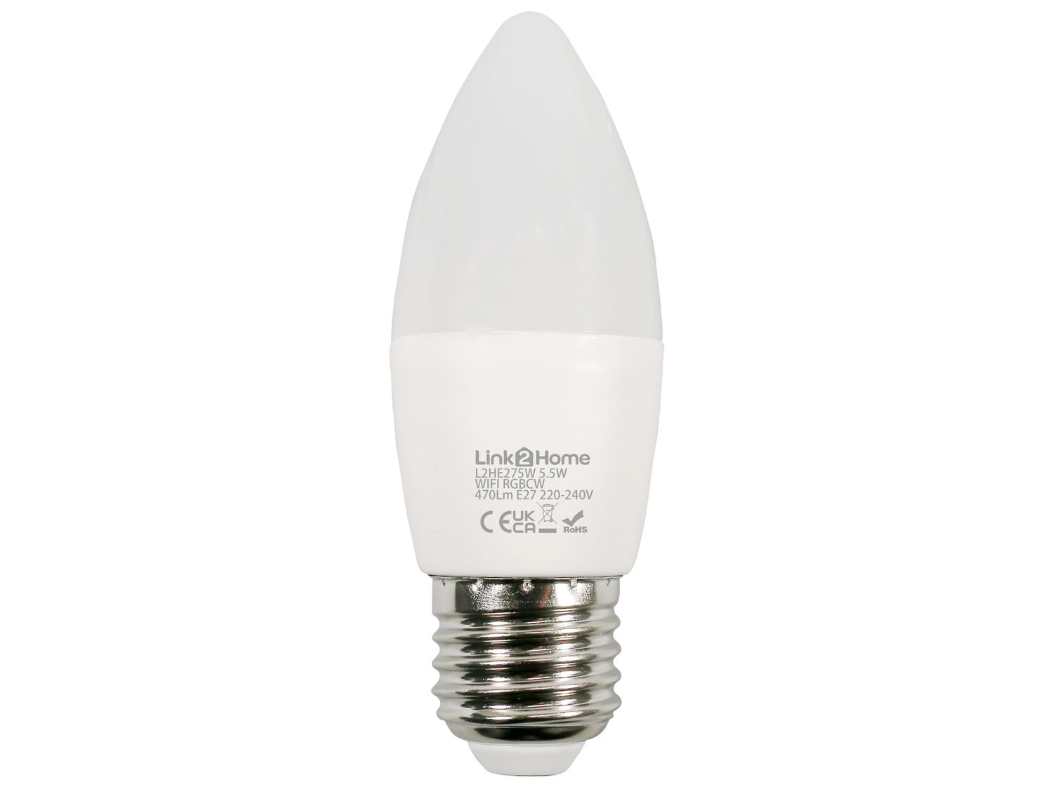 Link2Home LTHE275W Wi-Fi LED ES (E27) Opal Candle Dimmable Bulb, White + RGB 470 lm 5.5W